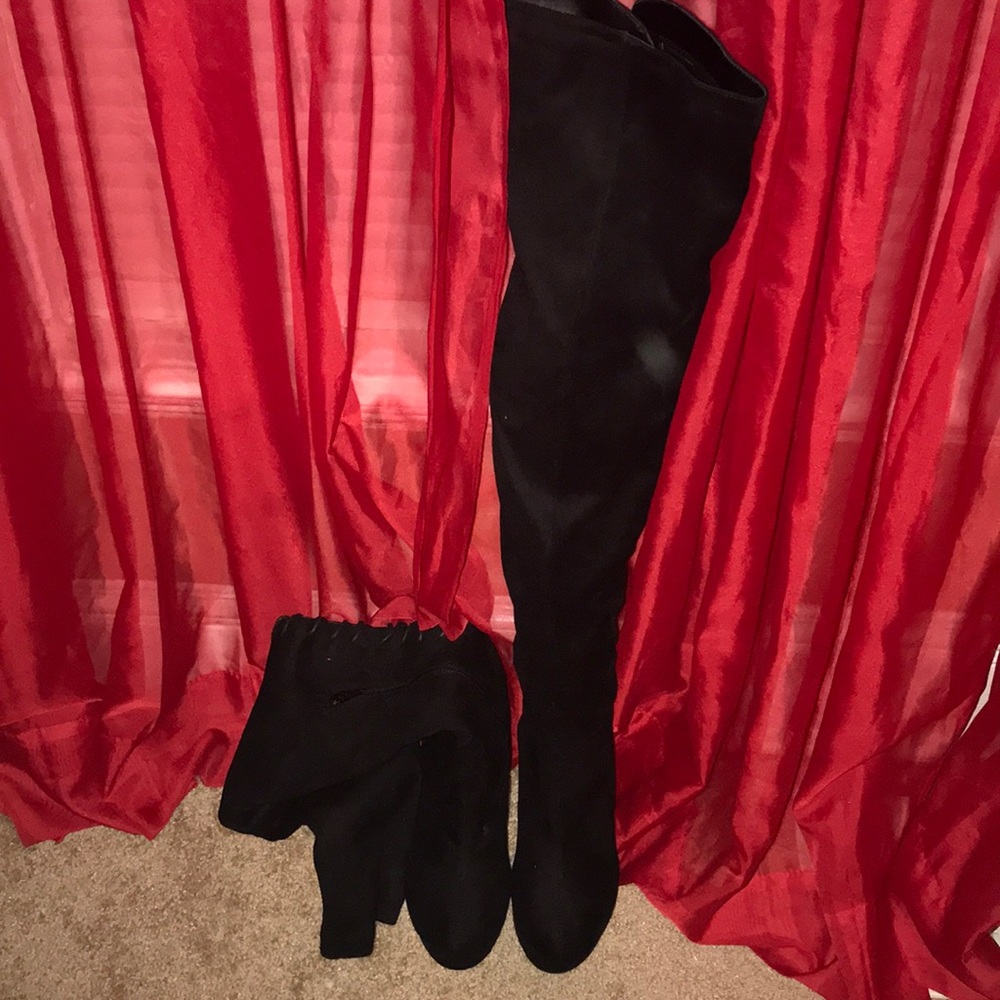 Chunky heel over the knee boots.